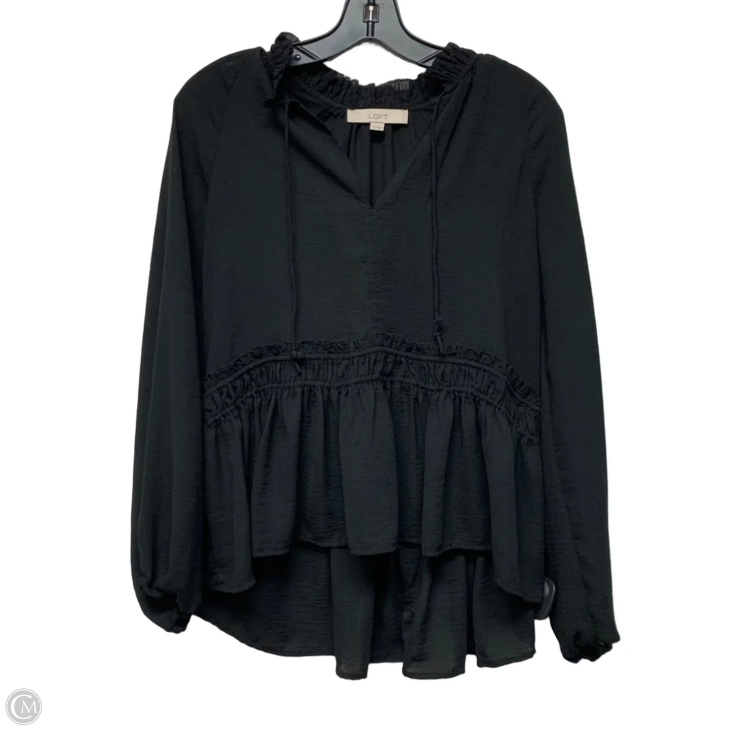 Blouse Long Sleeve By Loft In Black, Size: Xs