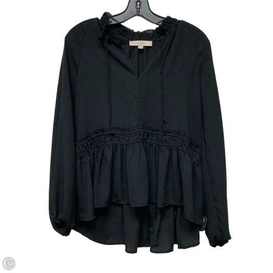 Blouse Long Sleeve By Loft In Black, Size: Xs