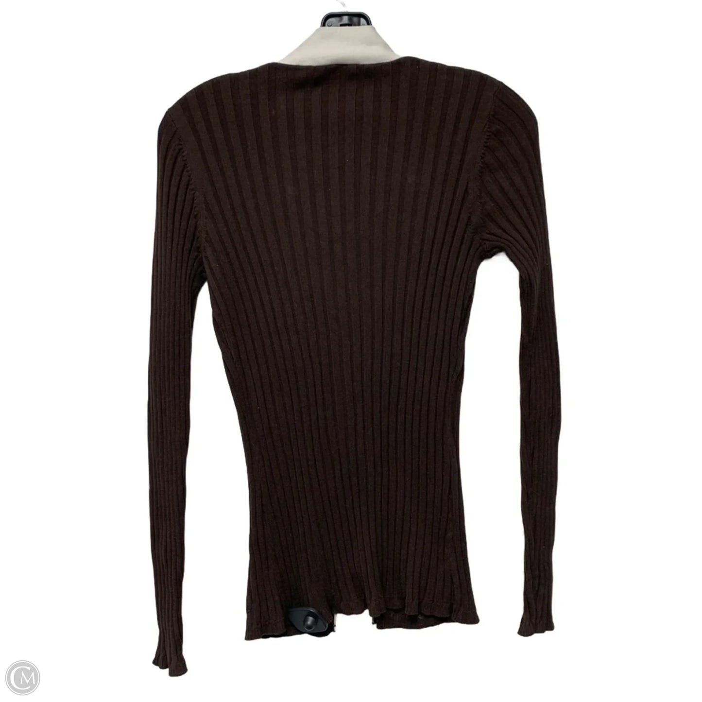Sweater Cardigan Designer By Tory Burch In Brown & White, Size: S