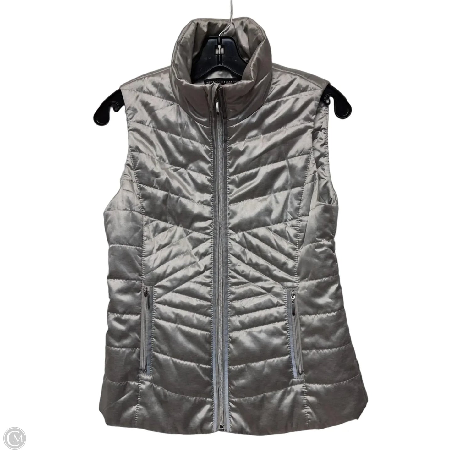 Vest Puffer & Quilted By White House Black Market In Silver, Size: Xxs