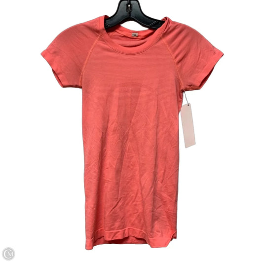 Athletic Top Short Sleeve By Lululemon In Pink, Size: Xs