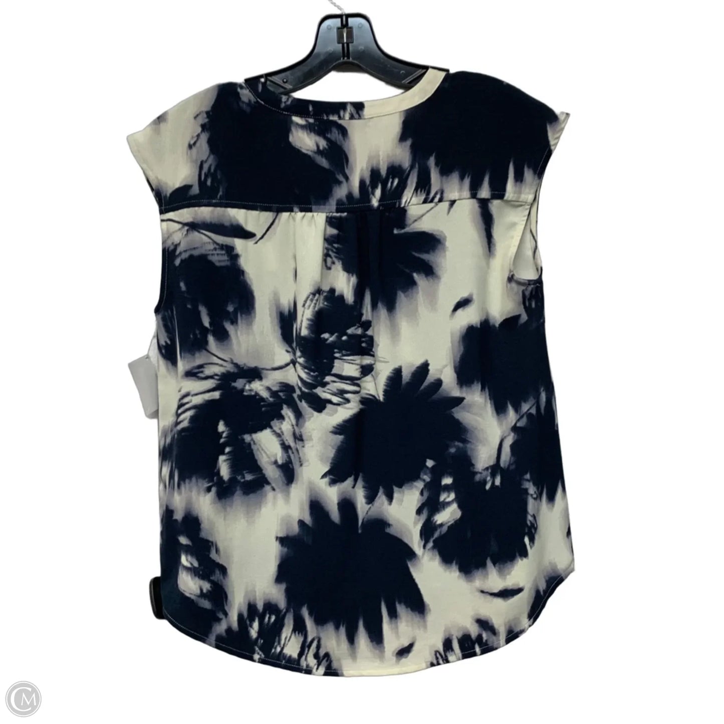 Top Sleeveless Designer By Vera Wang In Blue & Cream, Size: Sp
