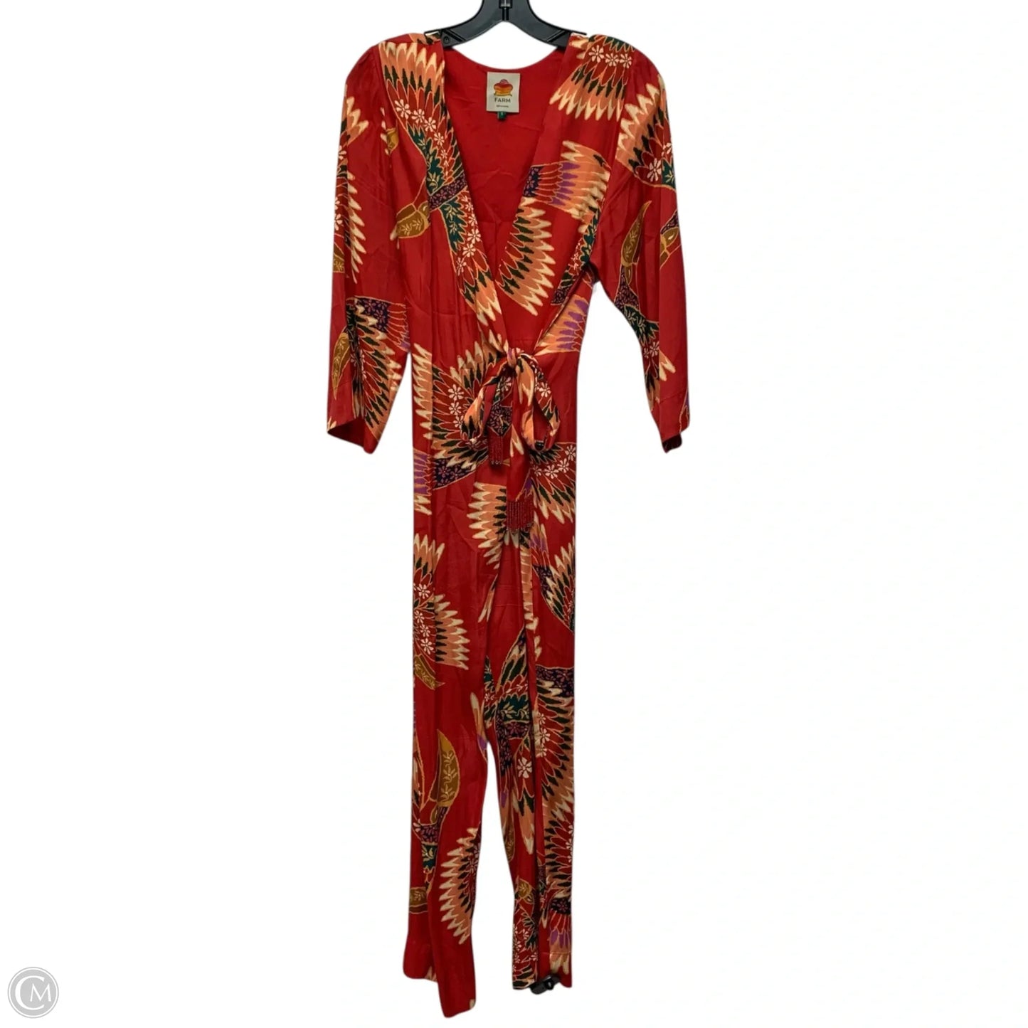 Jumpsuit Designer By Farm Rio In Orange & Red, Size: S