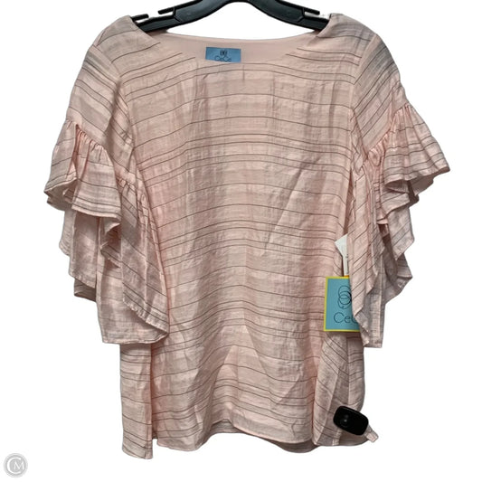 Top Short Sleeve By Cece In Black & Pink, Size: S