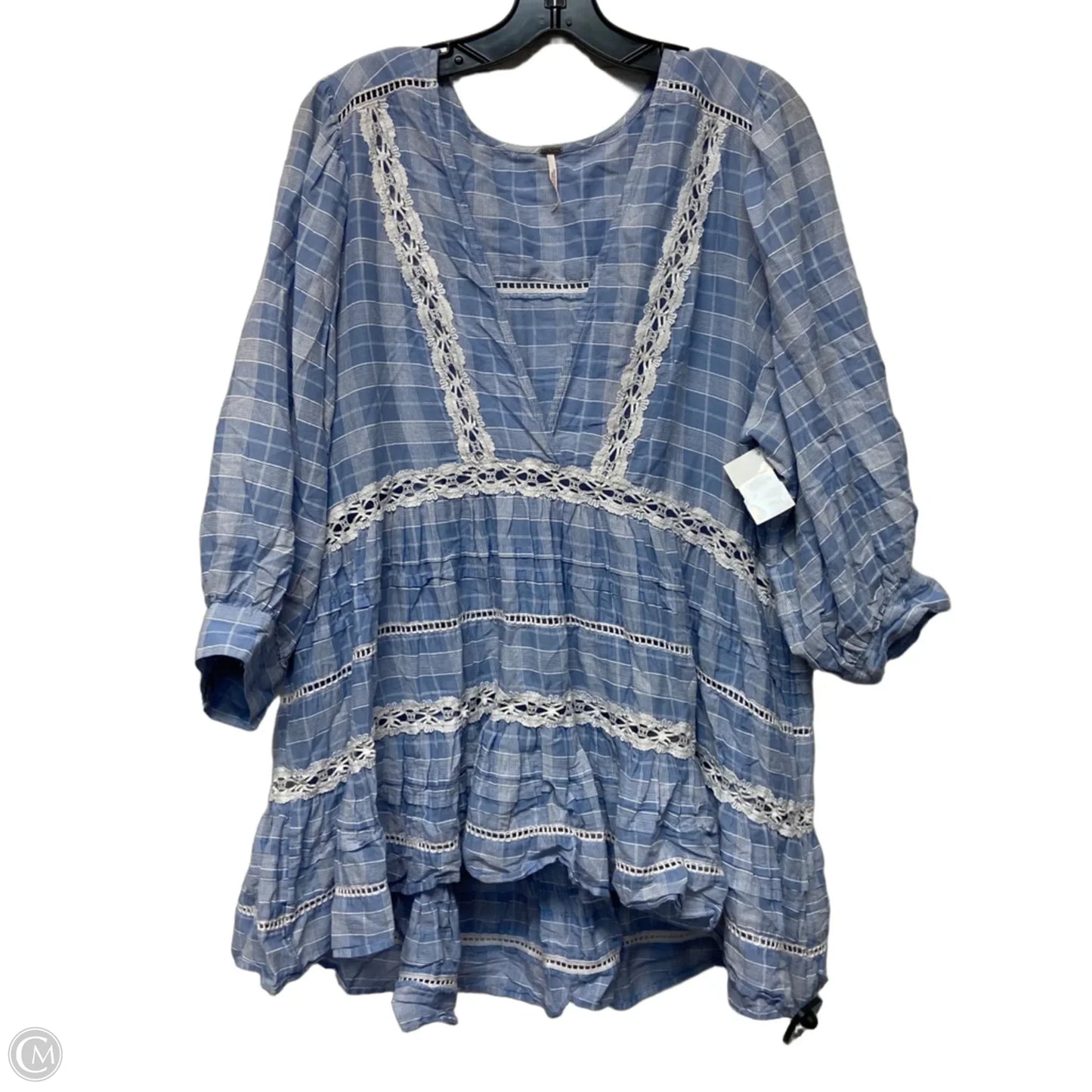 Tunic Long Sleeve By Free People In Blue & White, Size: M