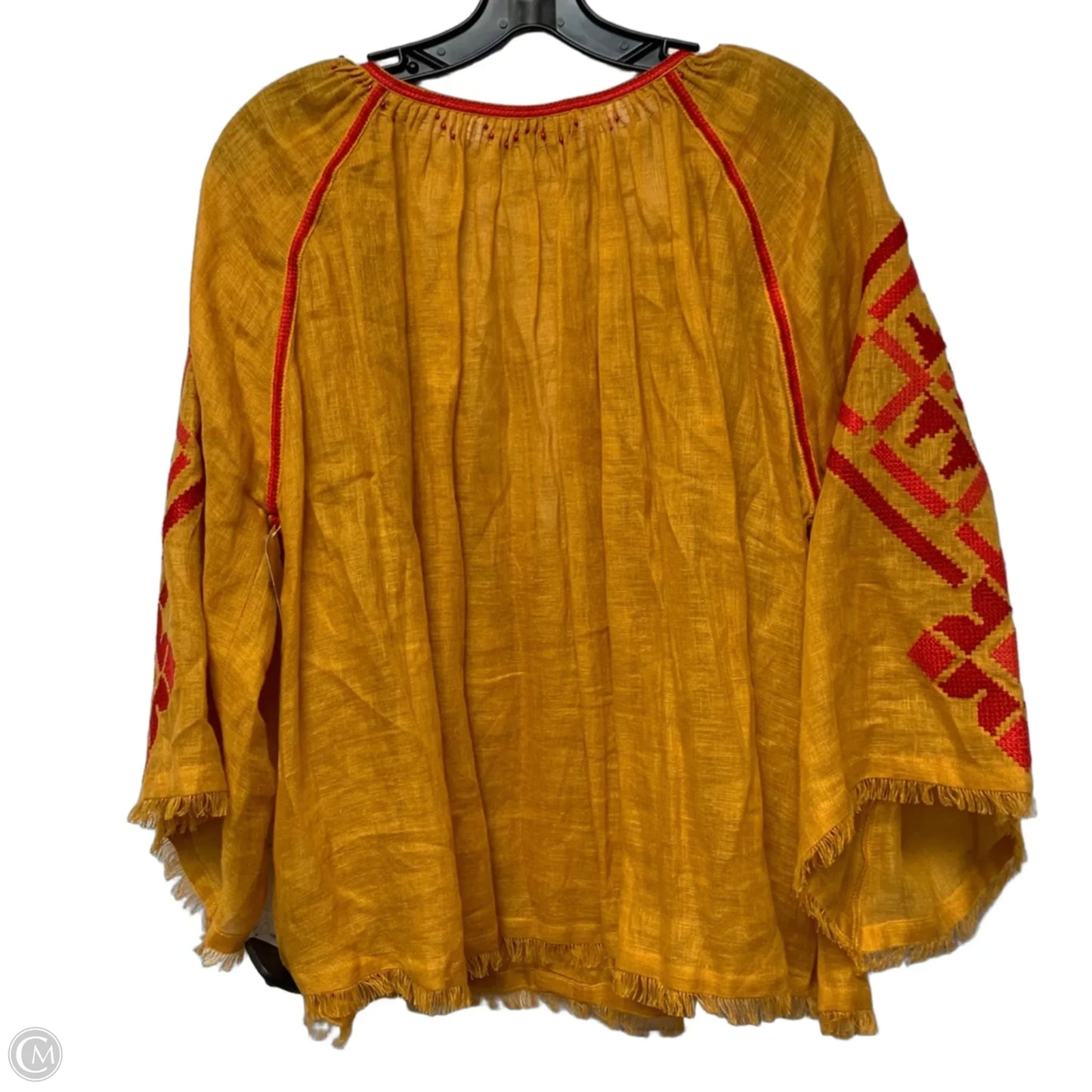 Top Long Sleeve By Sleeping Gypsy In Red & Yellow, Size: M