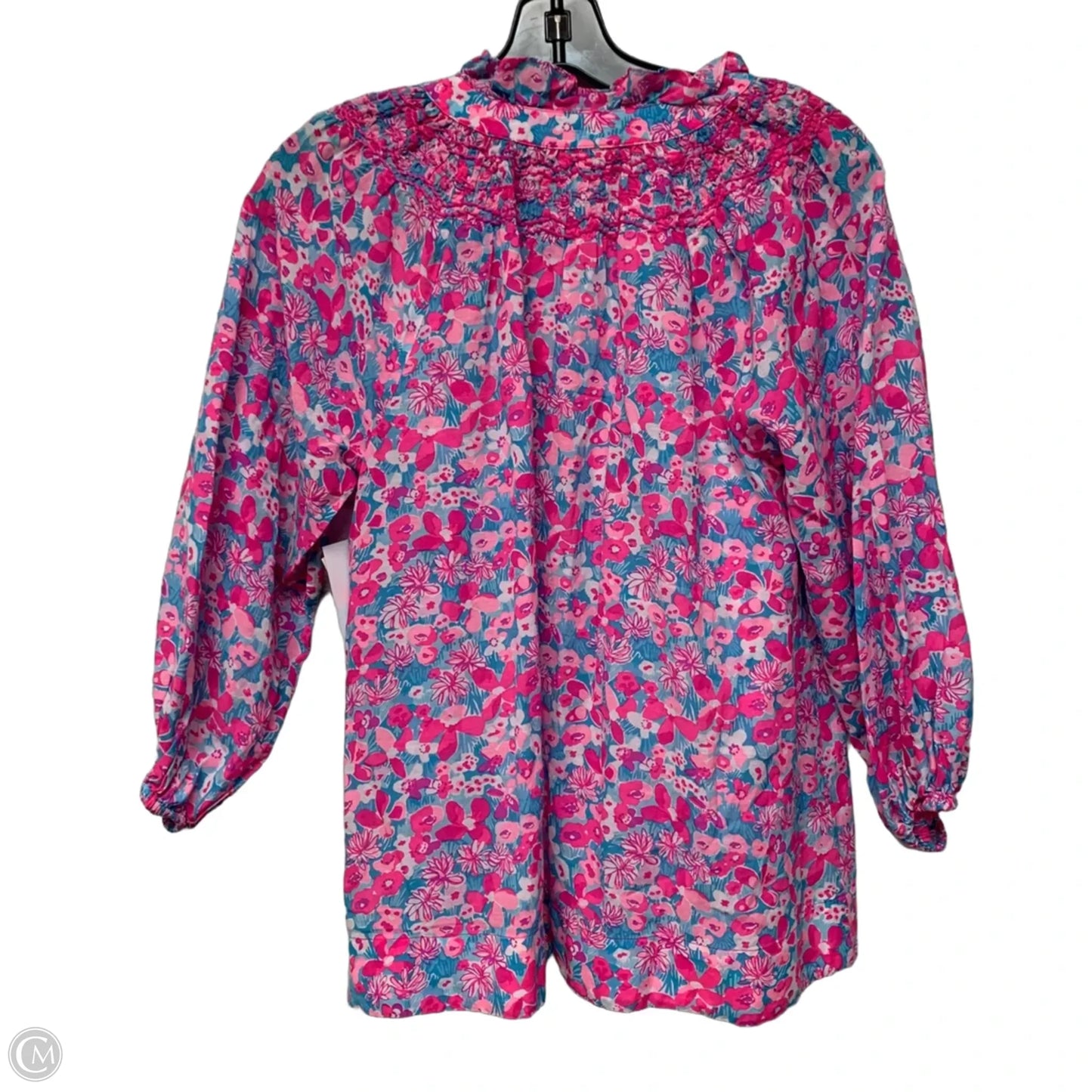 Top 3/4 Sleeve Designer By Lilly Pulitzer In Blue & Orange, Size: Xs
