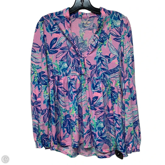 Top Long Sleeve Designer By Lilly Pulitzer In Blue & Pink, Size: Xs