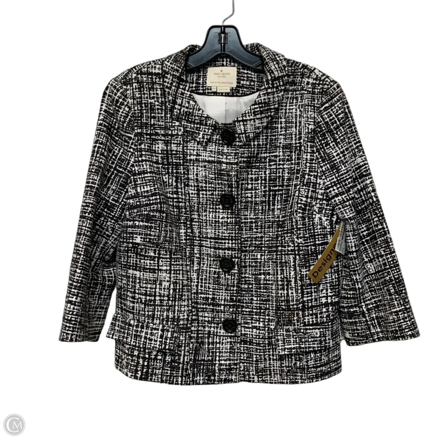 Jacket Designer By Kate Spade In Black & White, Size: M