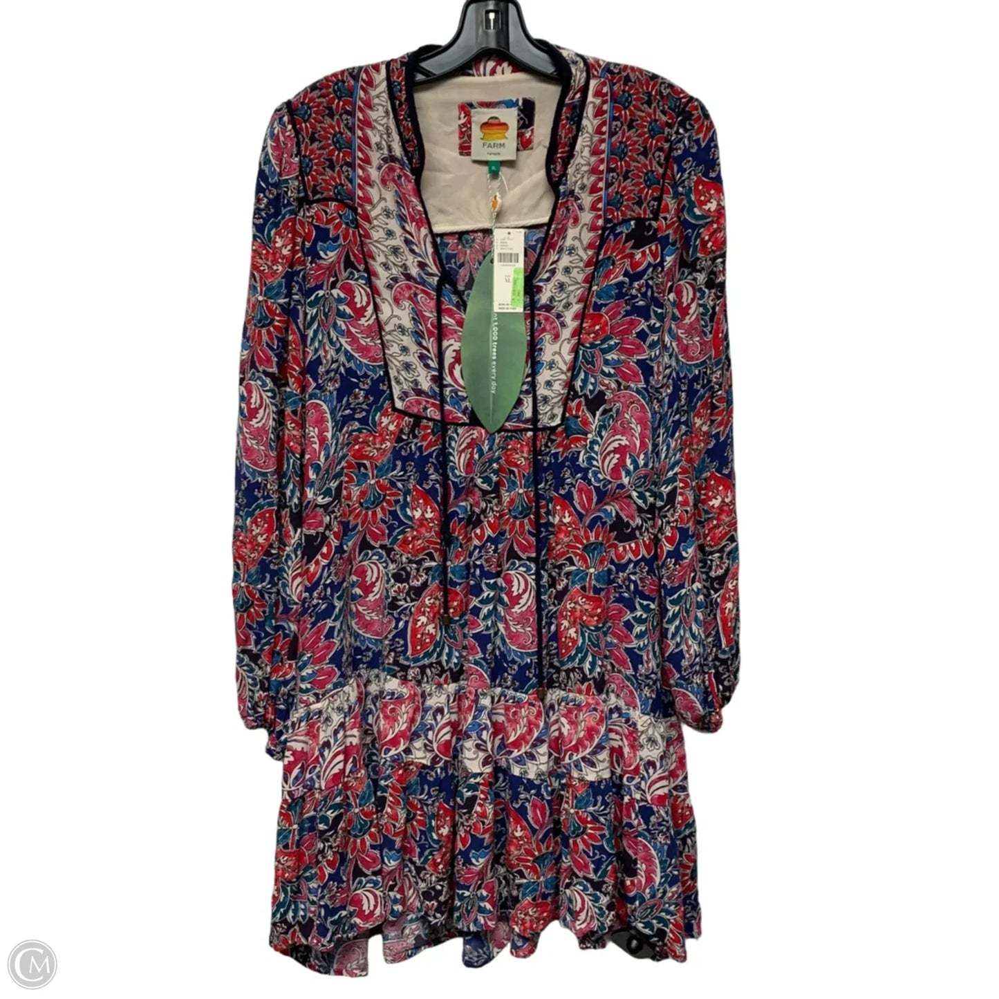 Dress Designer By Farm Rio In Blue & Red, Size: Xl