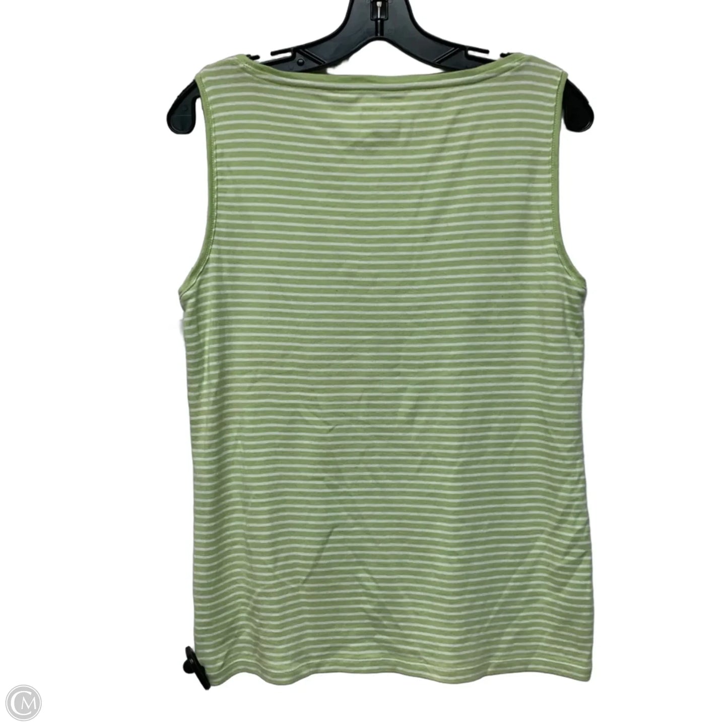 Top Sleeveless By Talbots In Green & White, Size: L