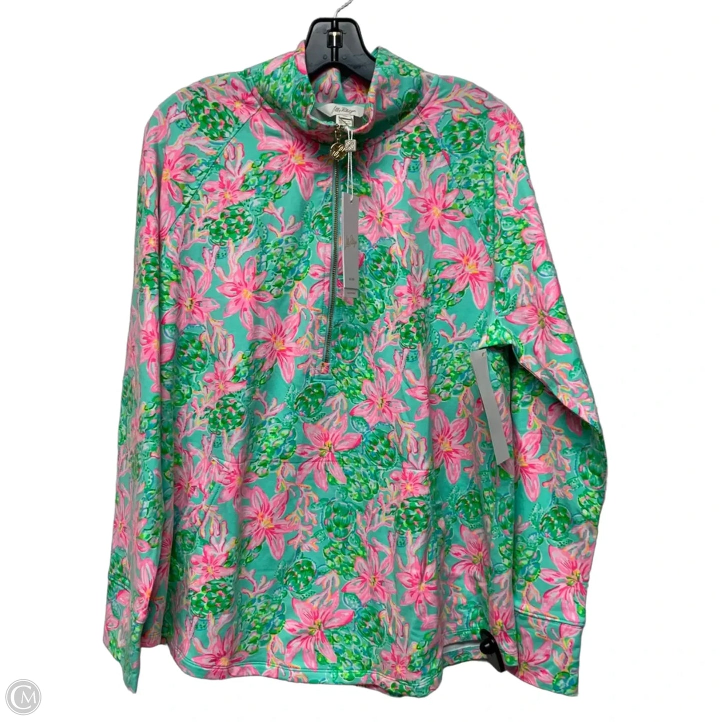 Top Long Sleeve Designer By Lilly Pulitzer In Green & Pink, Size: Xl