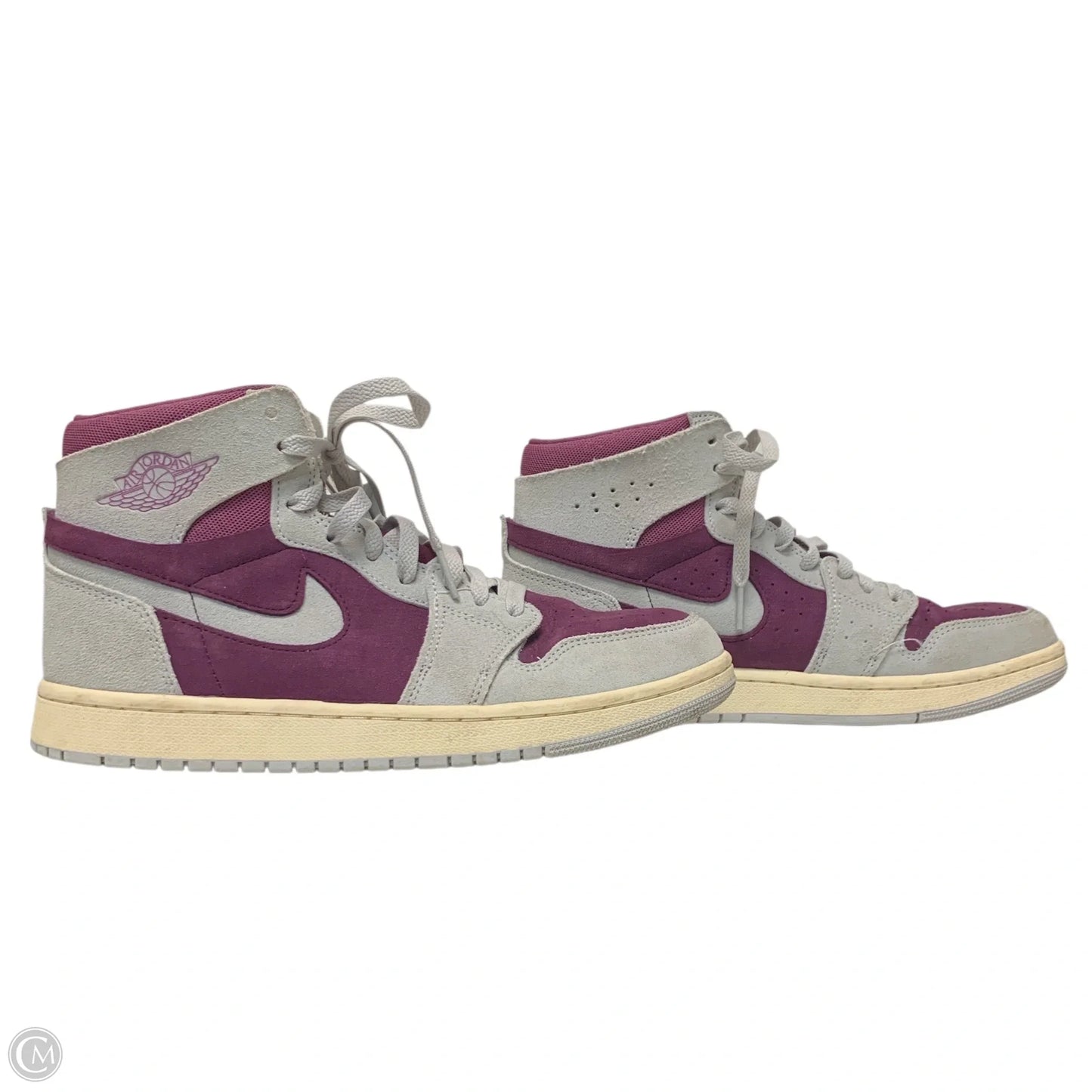 Shoes Luxury Designer By Jordan In Grey & Purple, Size: 10