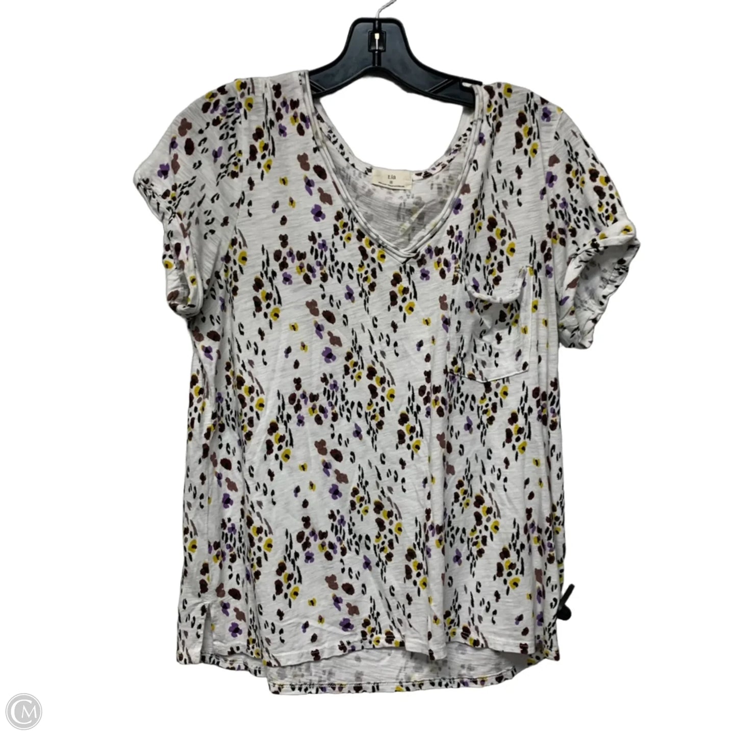 Top Short Sleeve By T.la In White & Yellow, Size: S