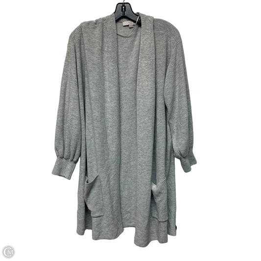 Sweater Cardigan By Loft In Grey, Size: 3x