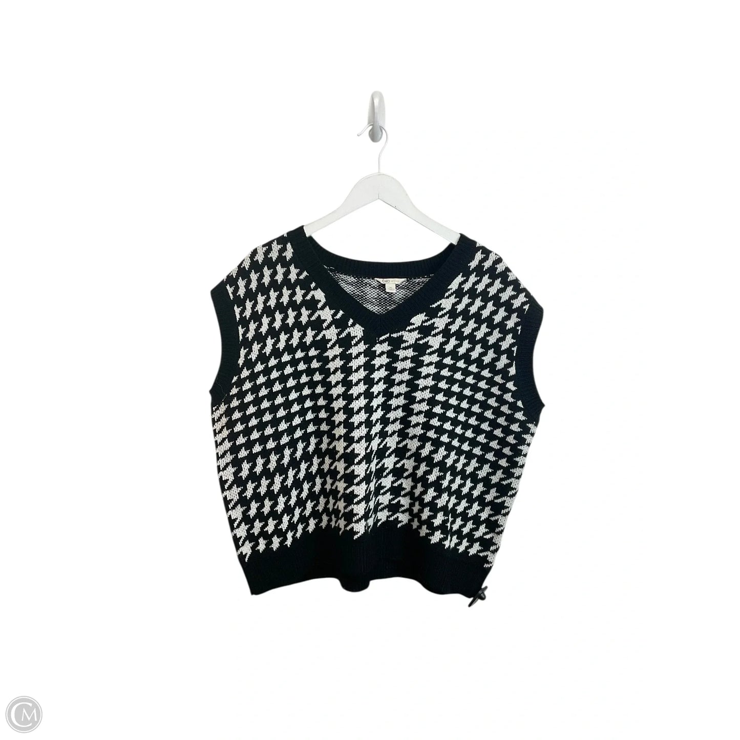 Vest Sweater By Cato In Black & White, Size: Xl