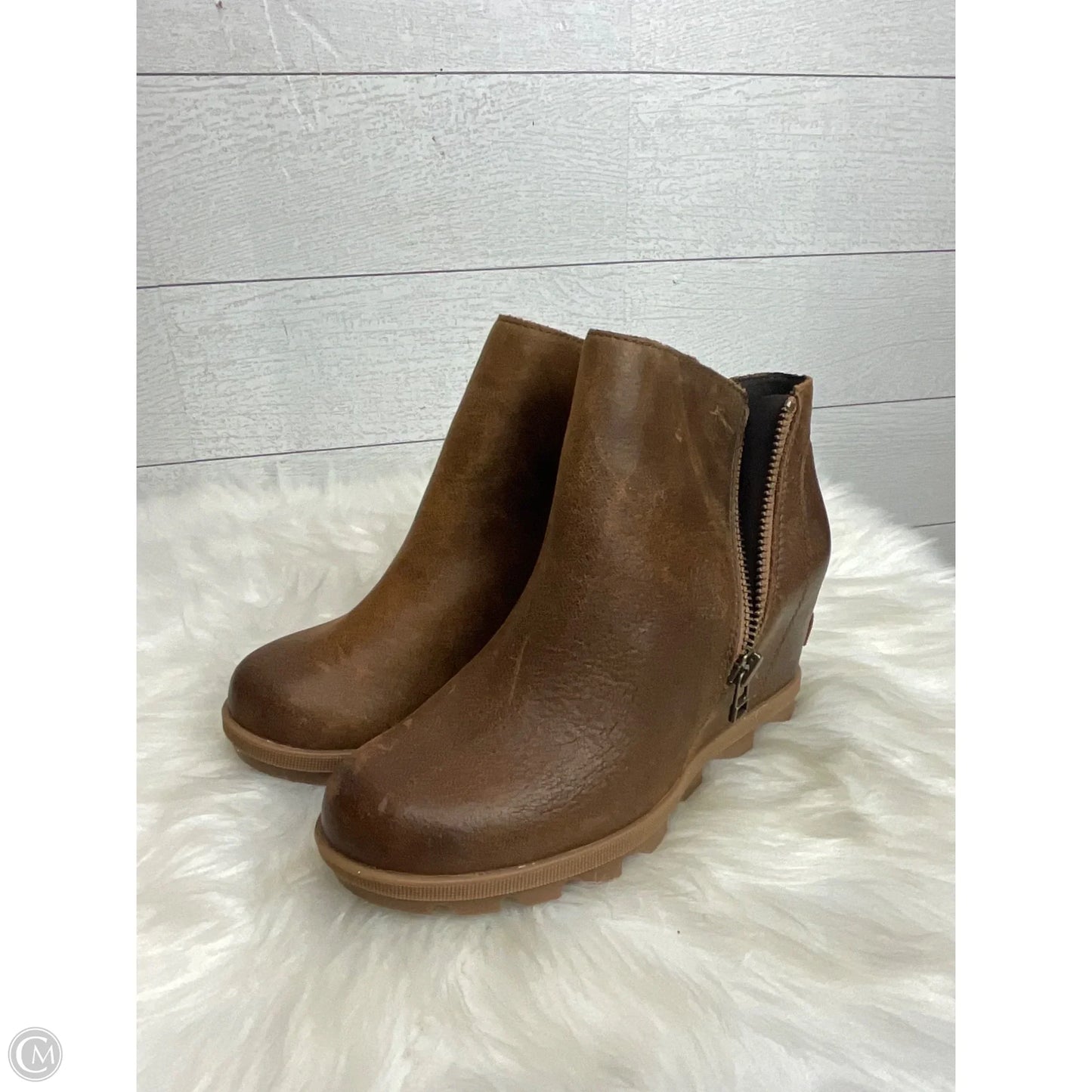 Boots Ankle Heels By Sorel In Brown, Size: 6.5