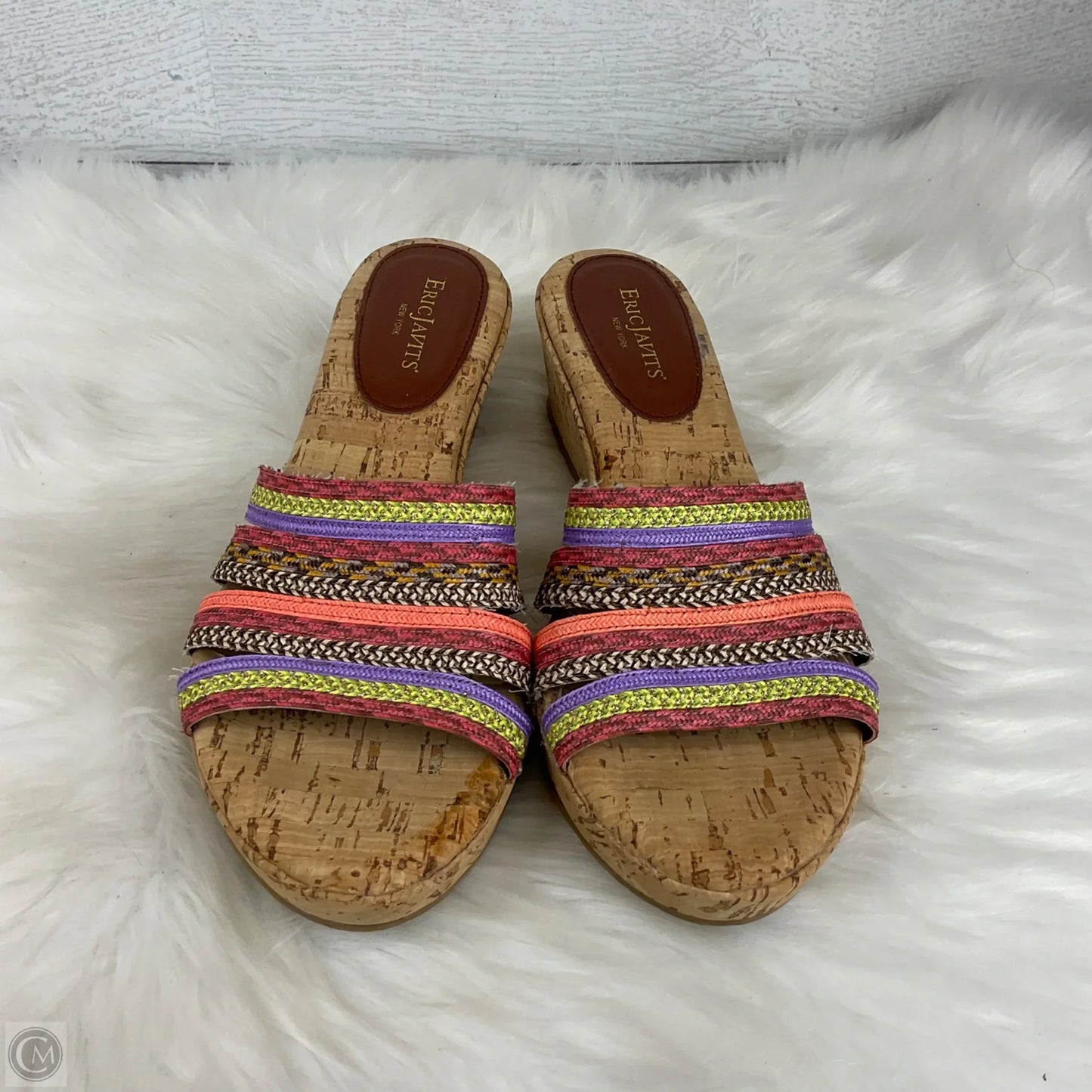 Sandals Heels Wedge By Eric Javitz In Multi-colored, Size: 9.5