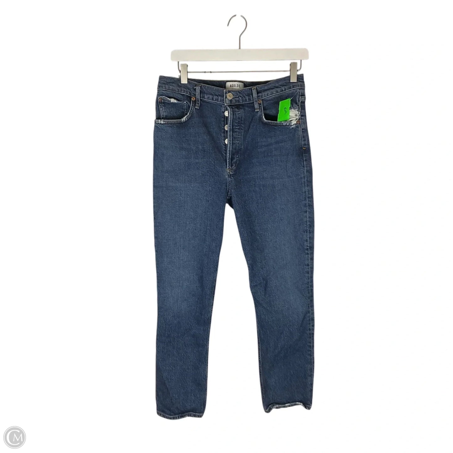 Jeans Straight By Agolde In Blue Denim, Size: 8