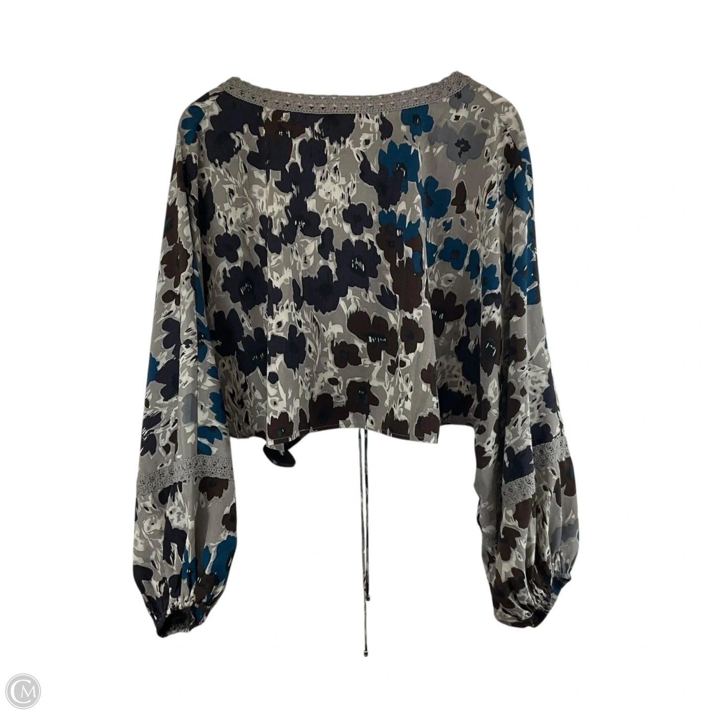 Top Long Sleeve By Vestique In Grey, Size: L