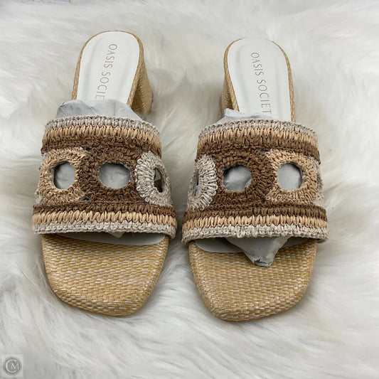 Sandals Heels Block By Clothes Mentor In Tan, Size: 8.5