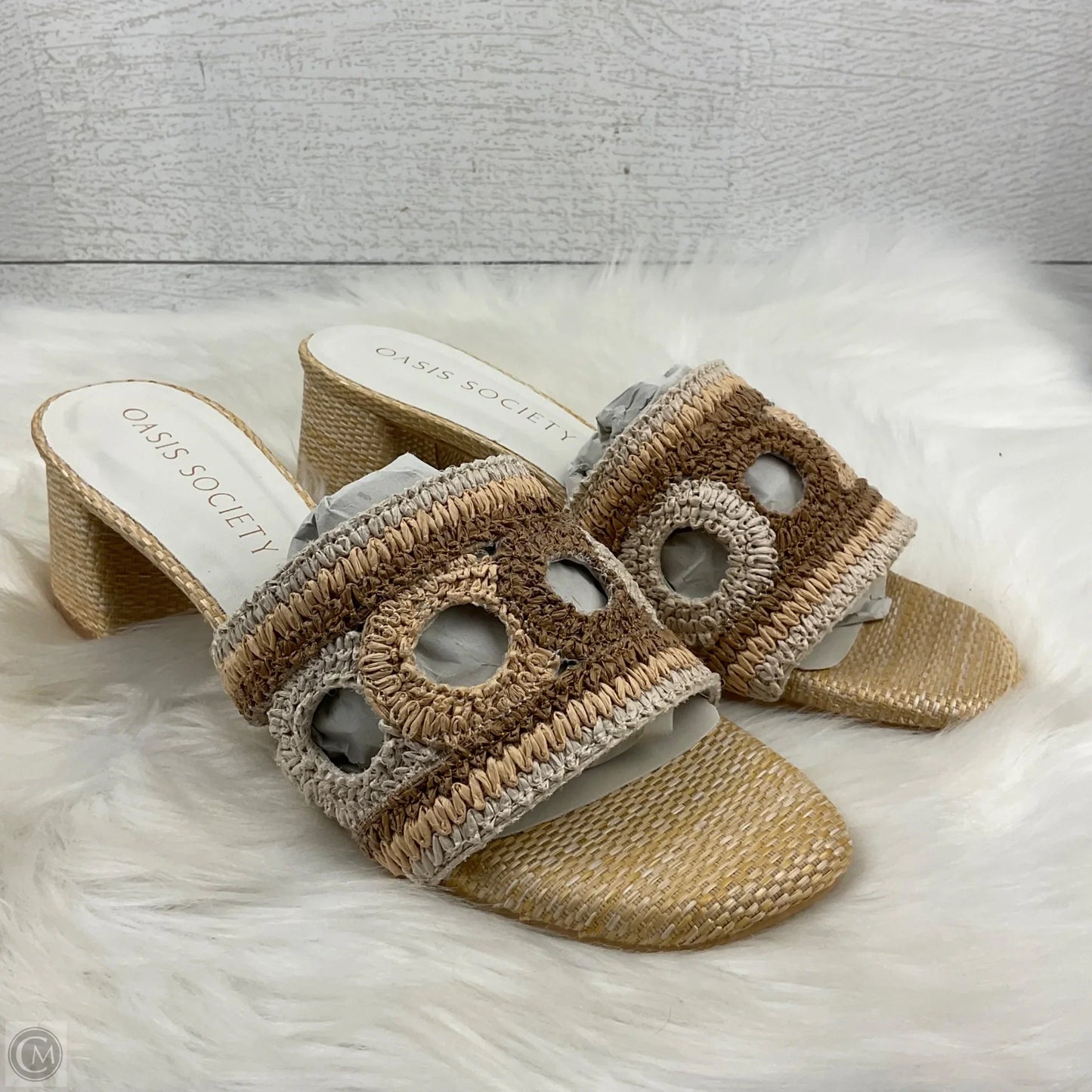 Sandals Heels Block By Clothes Mentor In Tan, Size: 8.5