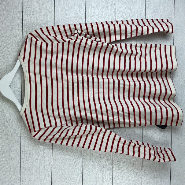 Top Long Sleeve By Talbots In Red & White, Size: M