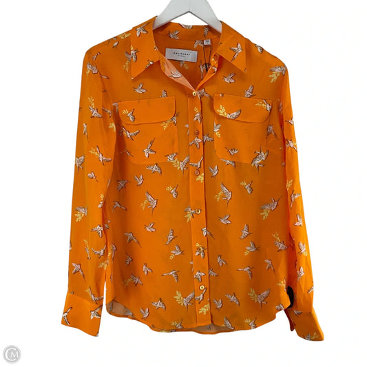 Top Long Sleeve By Equipment In Orange, Size: S
