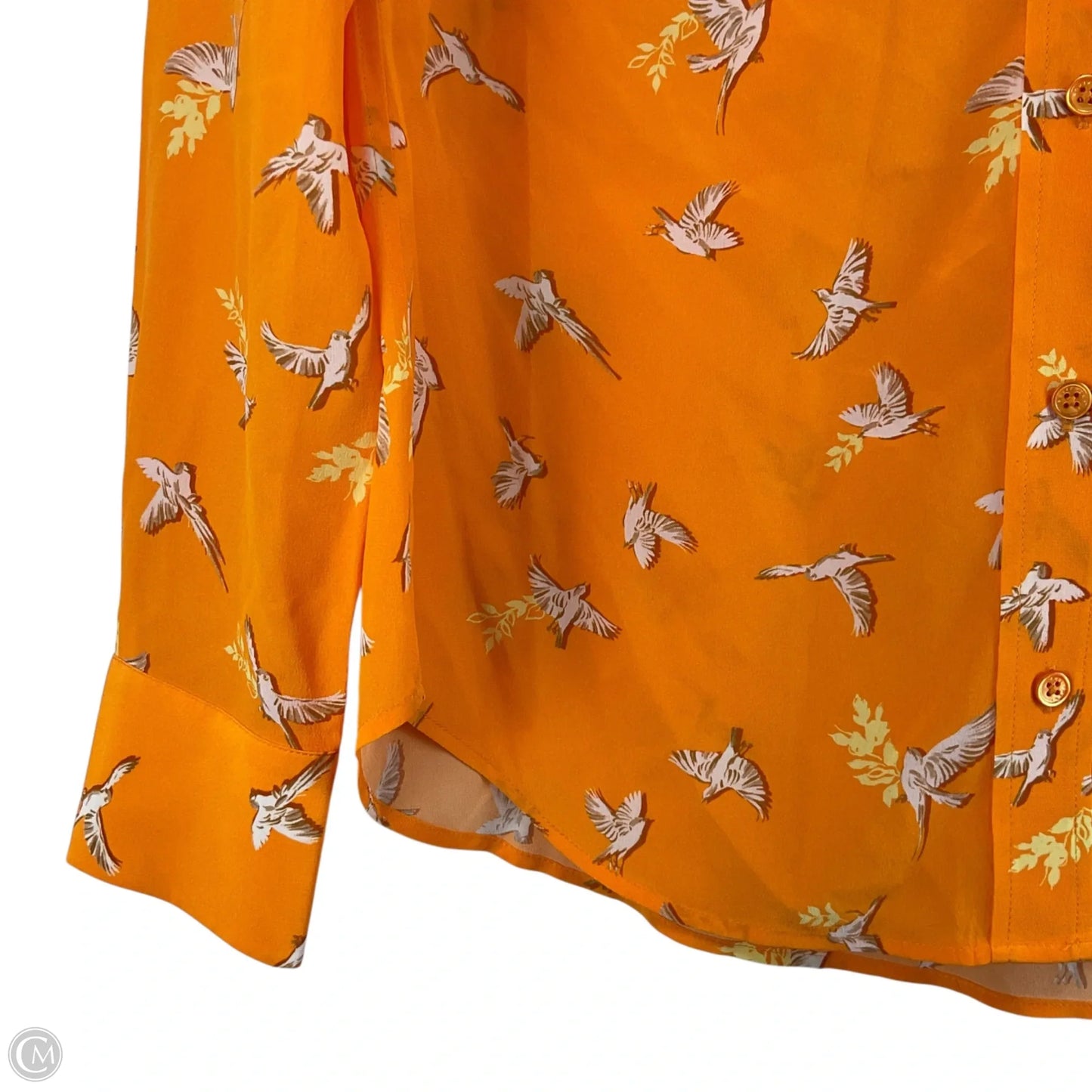 Top Long Sleeve By Equipment In Orange, Size: S