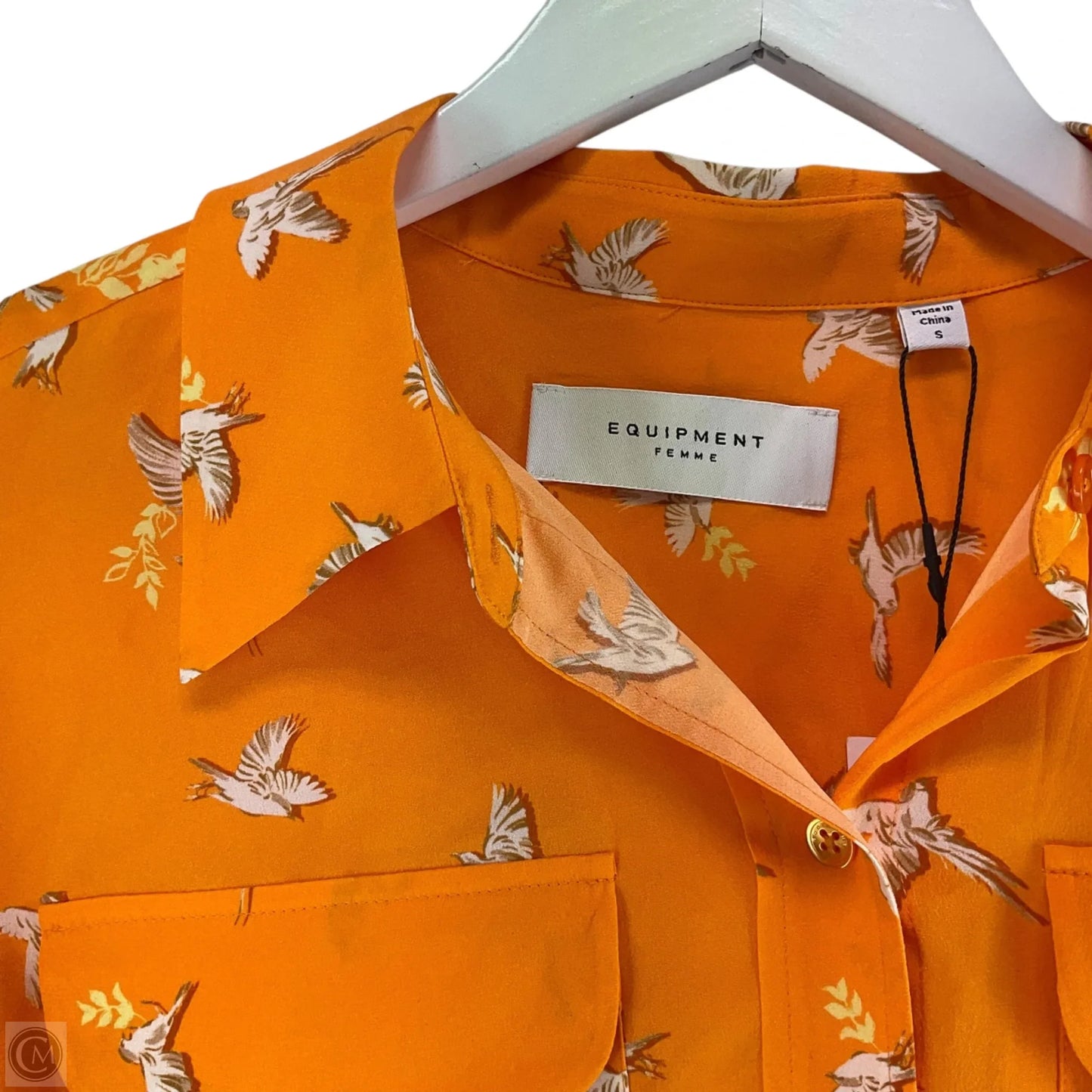 Top Long Sleeve By Equipment In Orange, Size: S