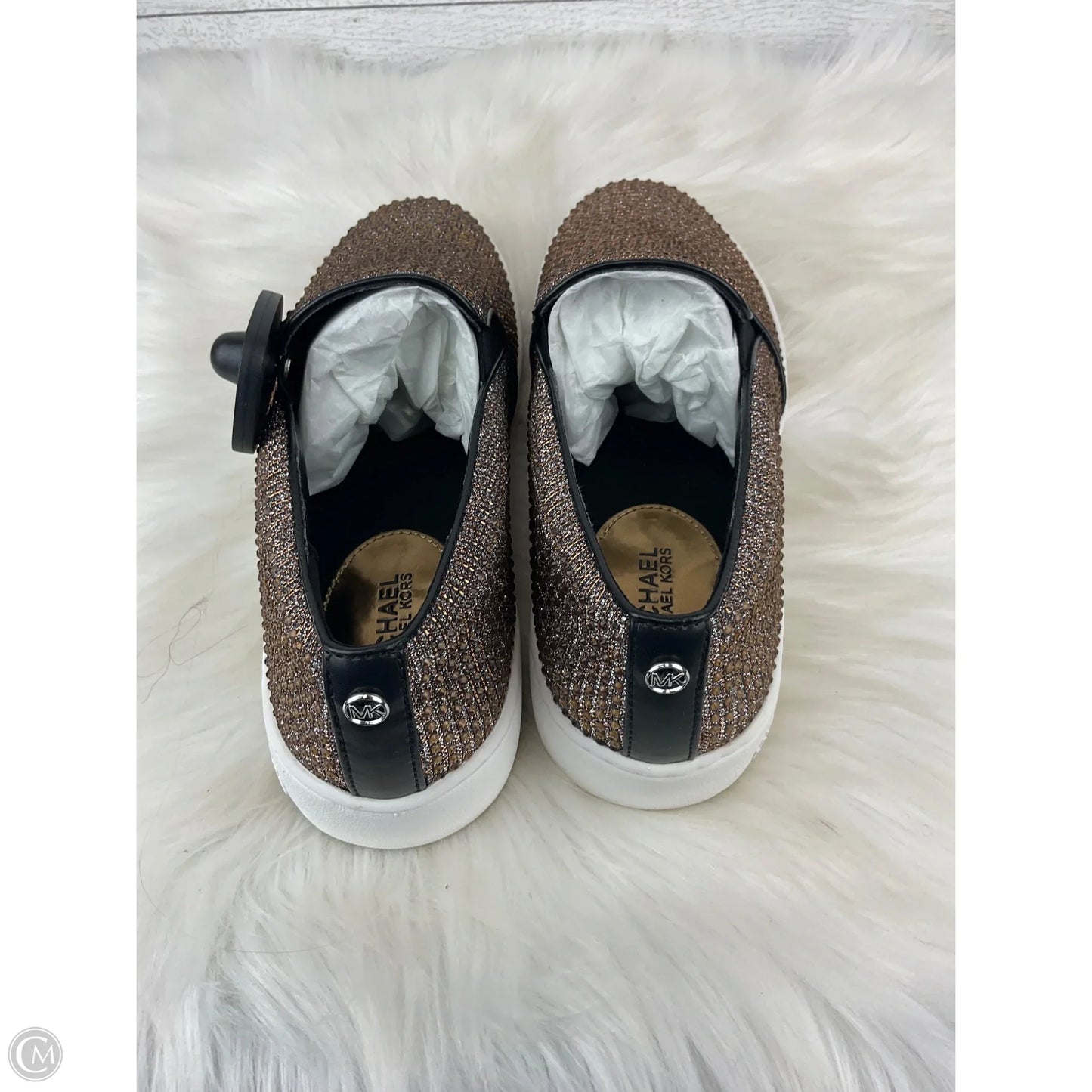 Shoes Designer By Michael Kors In Black & Gold, Size: 9