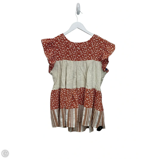 Top Sleeveless By Entro In Cream & Orange, Size: M