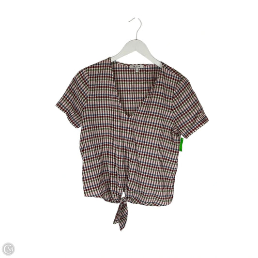 Top Short Sleeve By Madewell In Plaid Pattern, Size: S