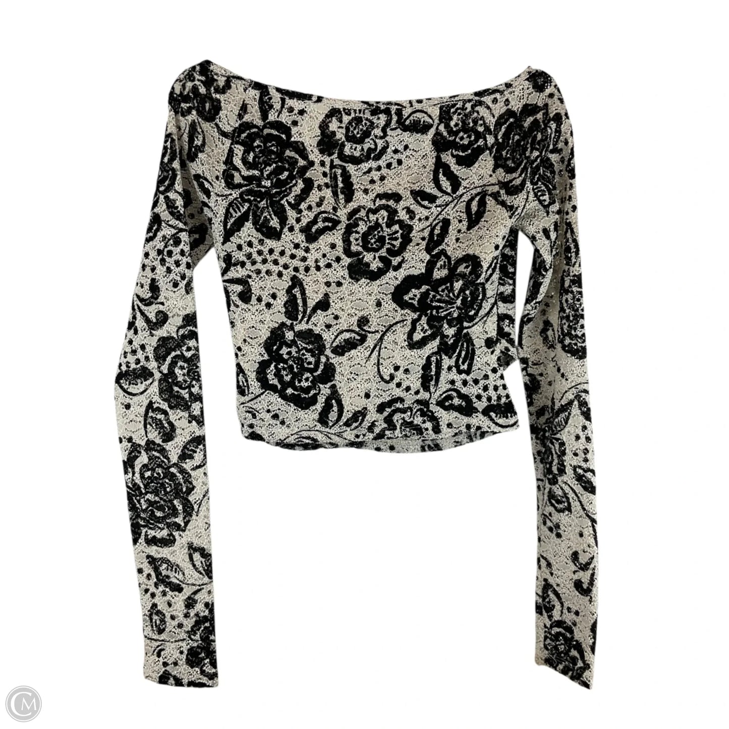 Top Long Sleeve By Free People In Black & White, Size: S