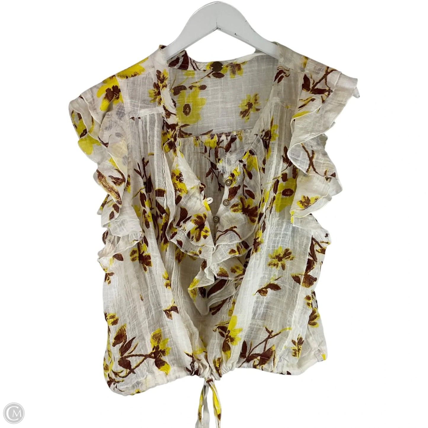 Top Short Sleeve By Free People In Yellow, Size: Xs