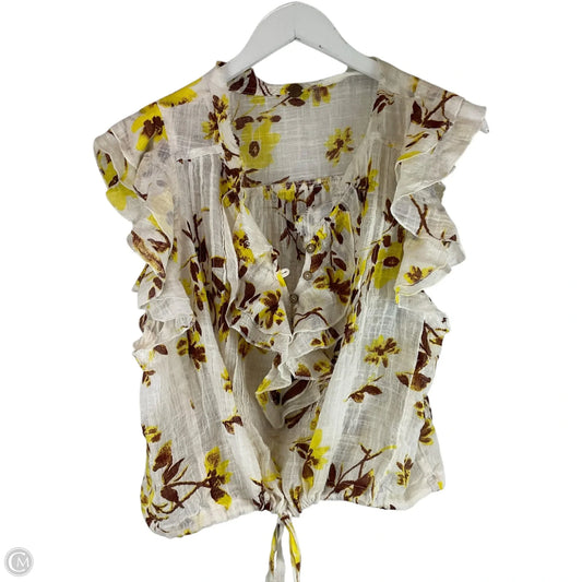 Top Short Sleeve By Free People In Yellow, Size: Xs