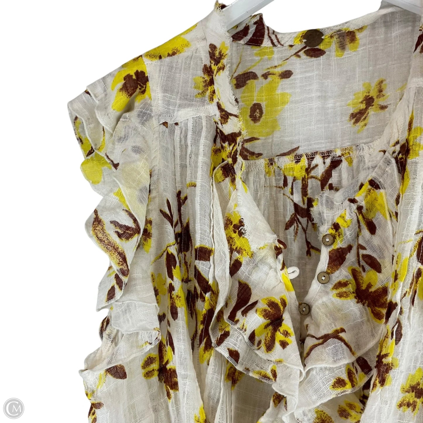 Top Short Sleeve By Free People In Yellow, Size: Xs