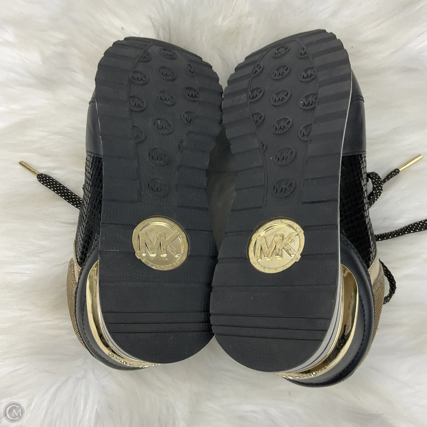 Shoes Designer By Michael Kors In Black & Gold, Size: 7.5