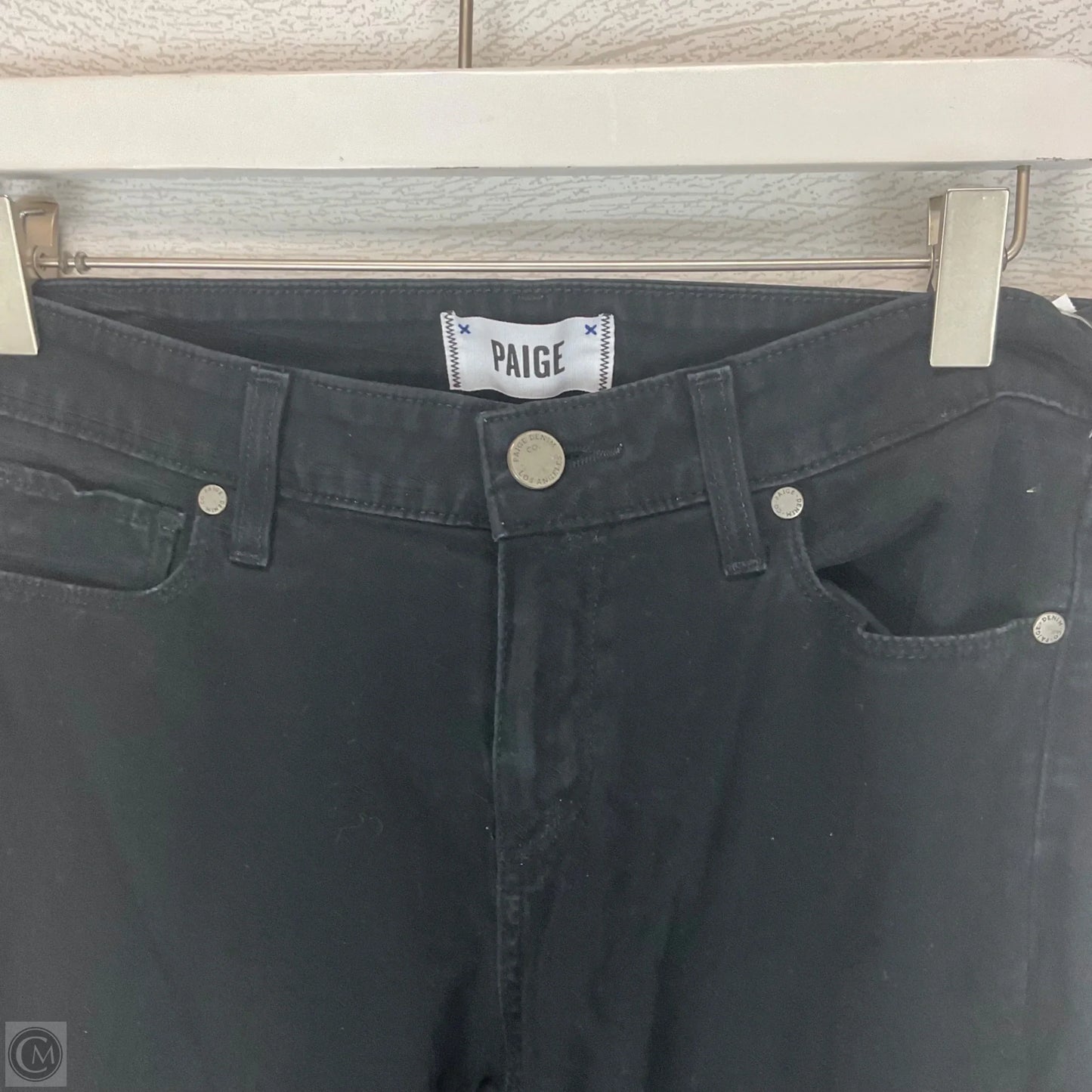 Jeans Skinny By Paige In Black Denim, Size: 6