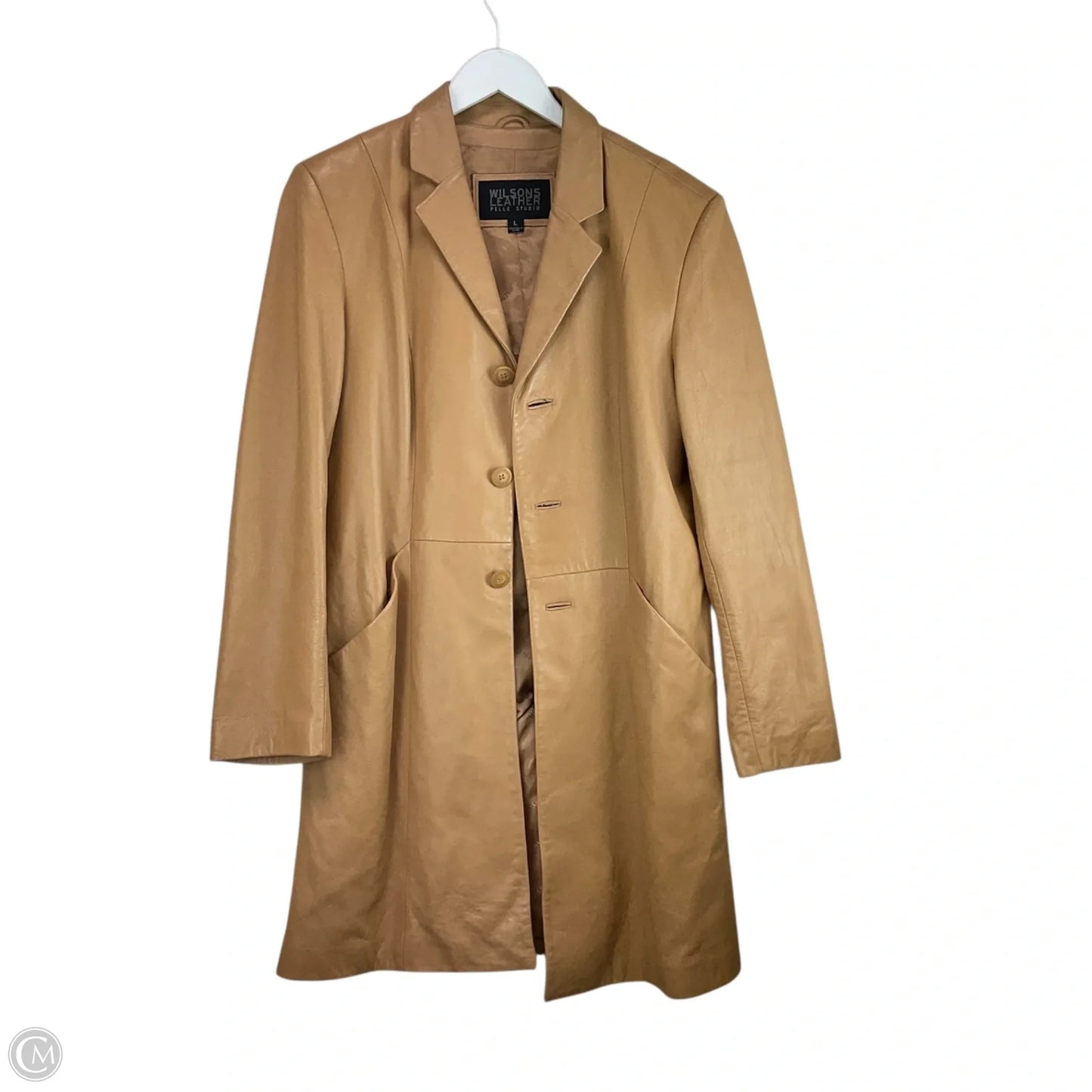 Coat Leather By Wilsons Leather In Tan, Size: L