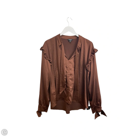 Top Long Sleeve By Express In Brown, Size: M