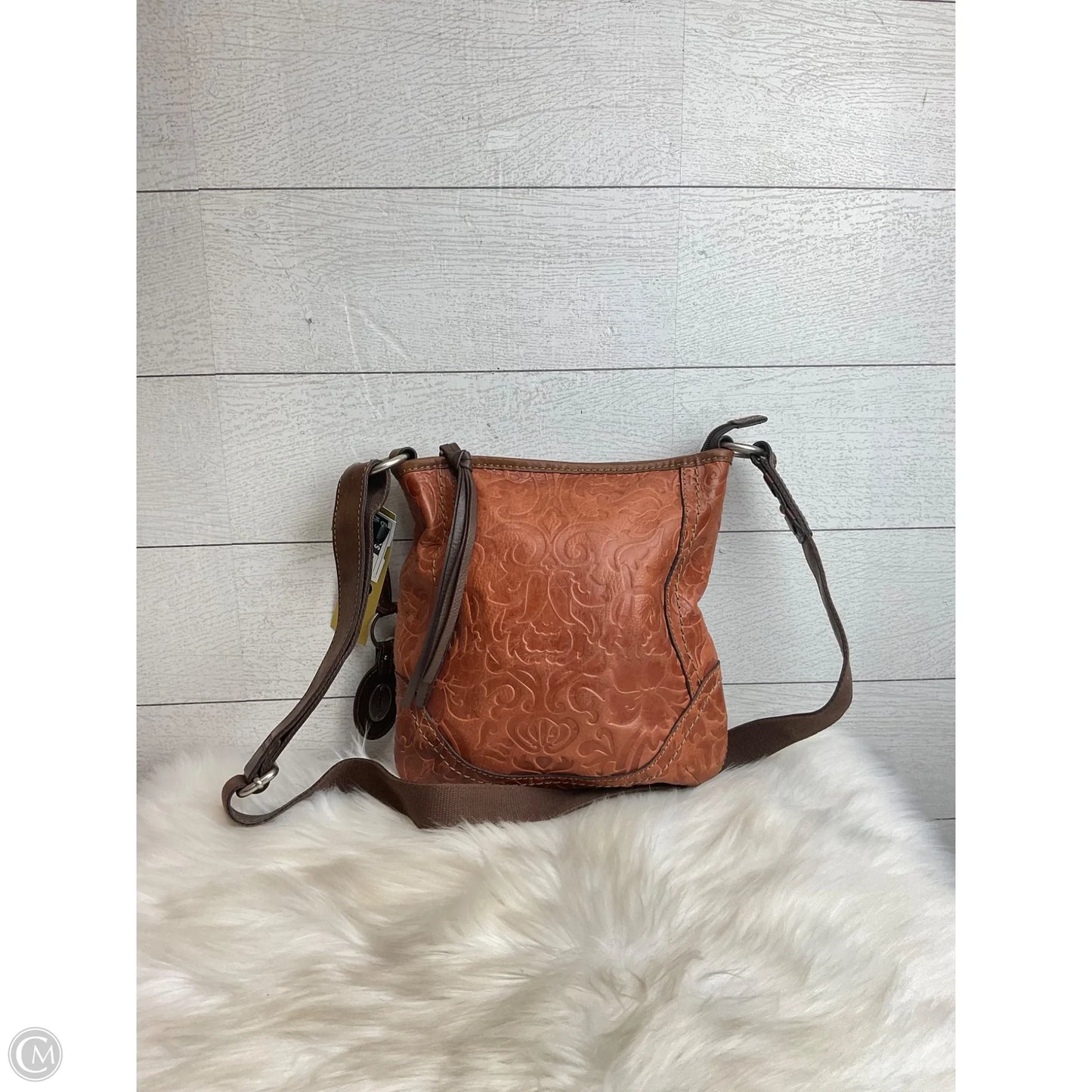 Crossbody Leather By Fossil, Size: Medium