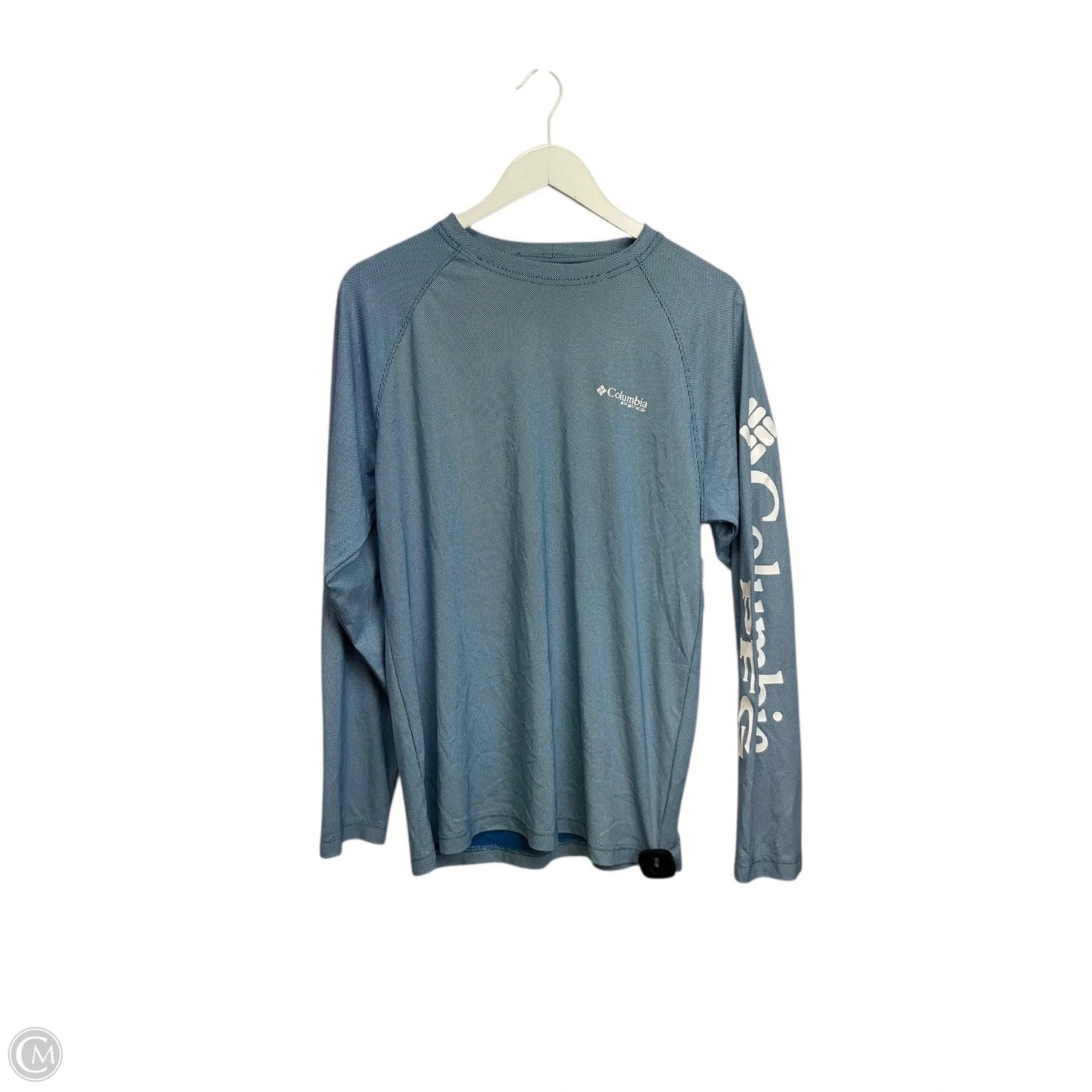 Athletic Top Long Sleeve Collar By Columbia In Blue, Size: S