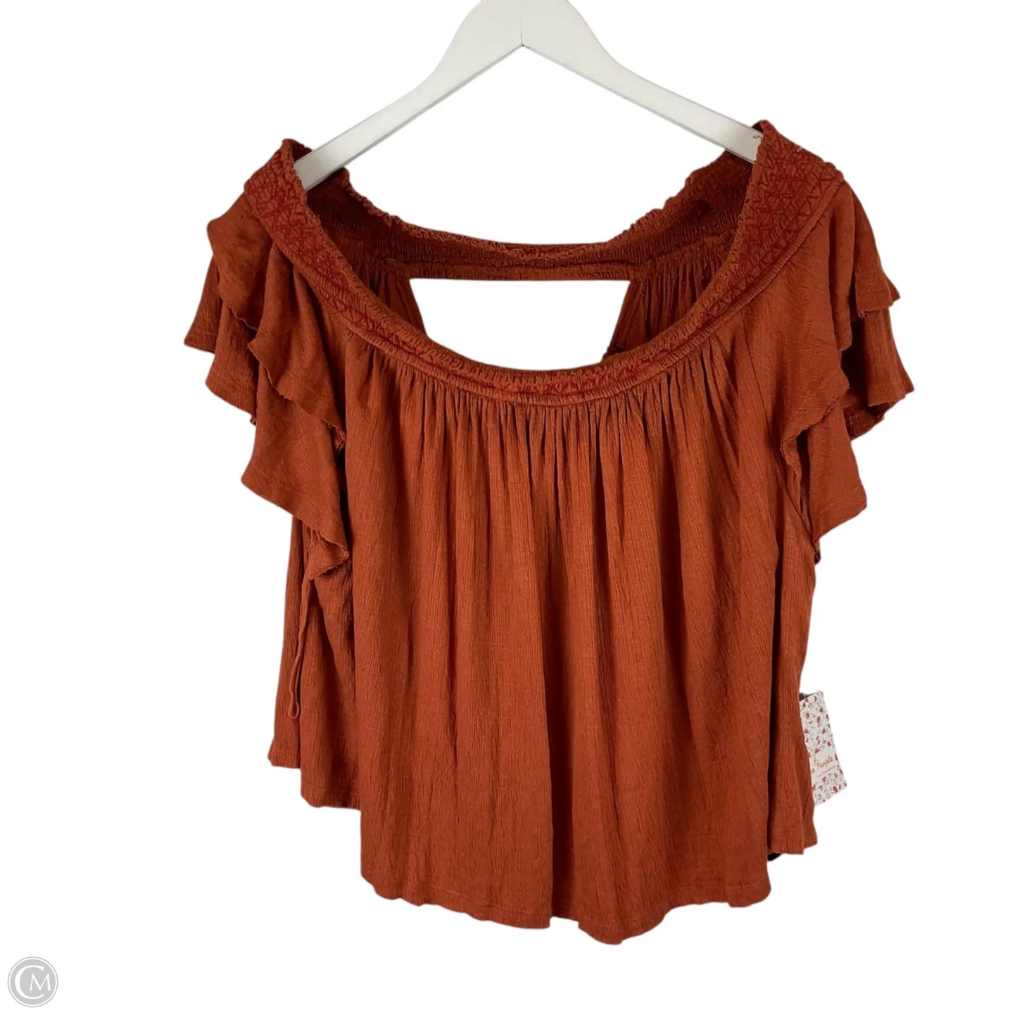 Top Short Sleeve By Free People In Orange, Size: L