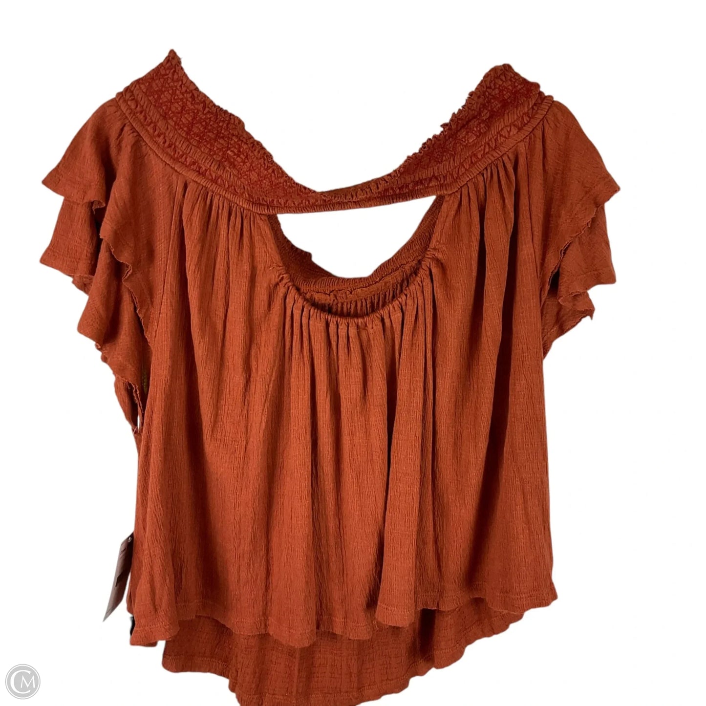 Top Short Sleeve By Free People In Orange, Size: L