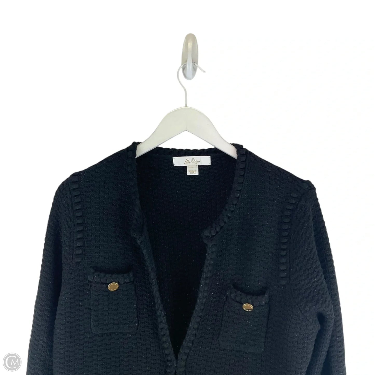 Sweater Cardigan Designer By Lilly Pulitzer In Black, Size: L