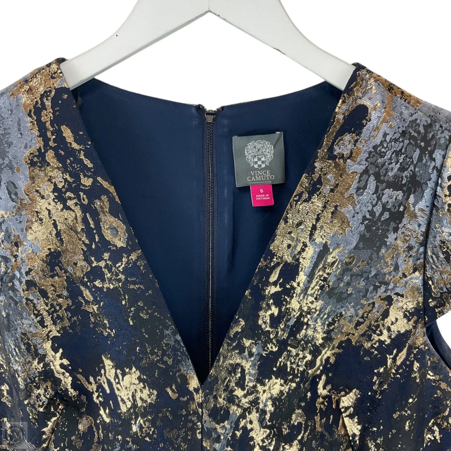 Dress Party Short By Vince Camuto In Blue & Gold, Size: 6