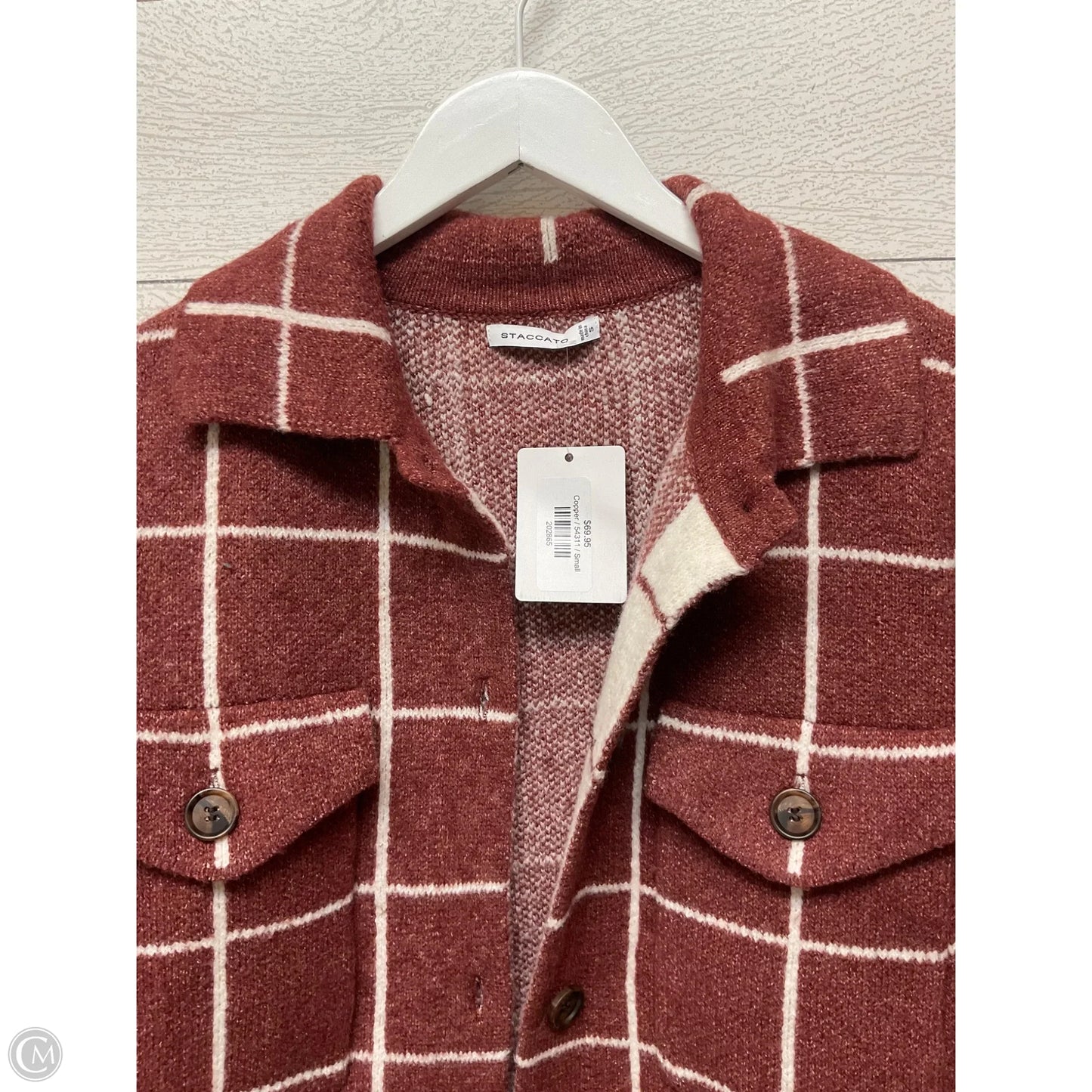 Coat Peacoat By Staccato In Red & White, Size: S