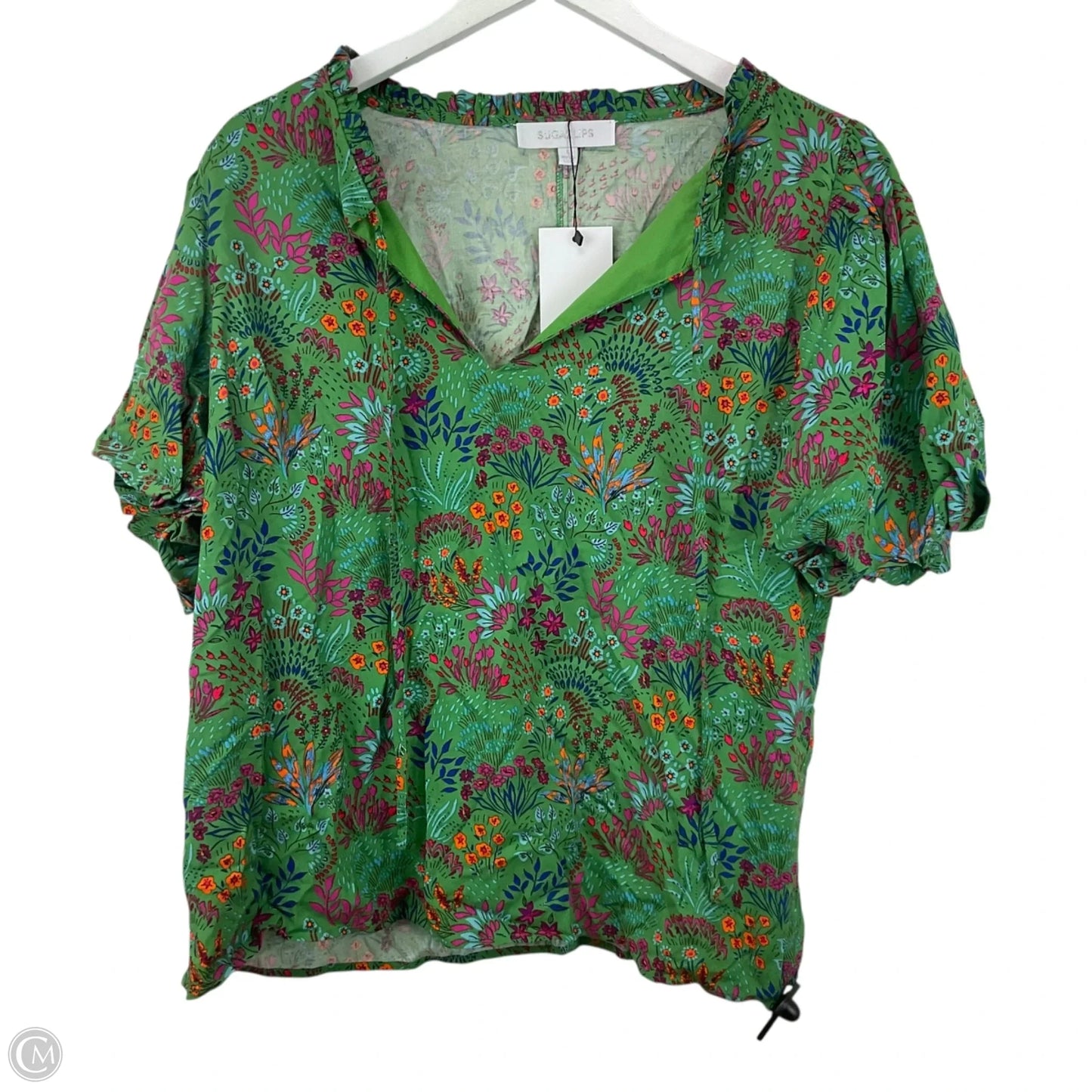 Top Short Sleeve By Sugar Lips In Green, Size: L
