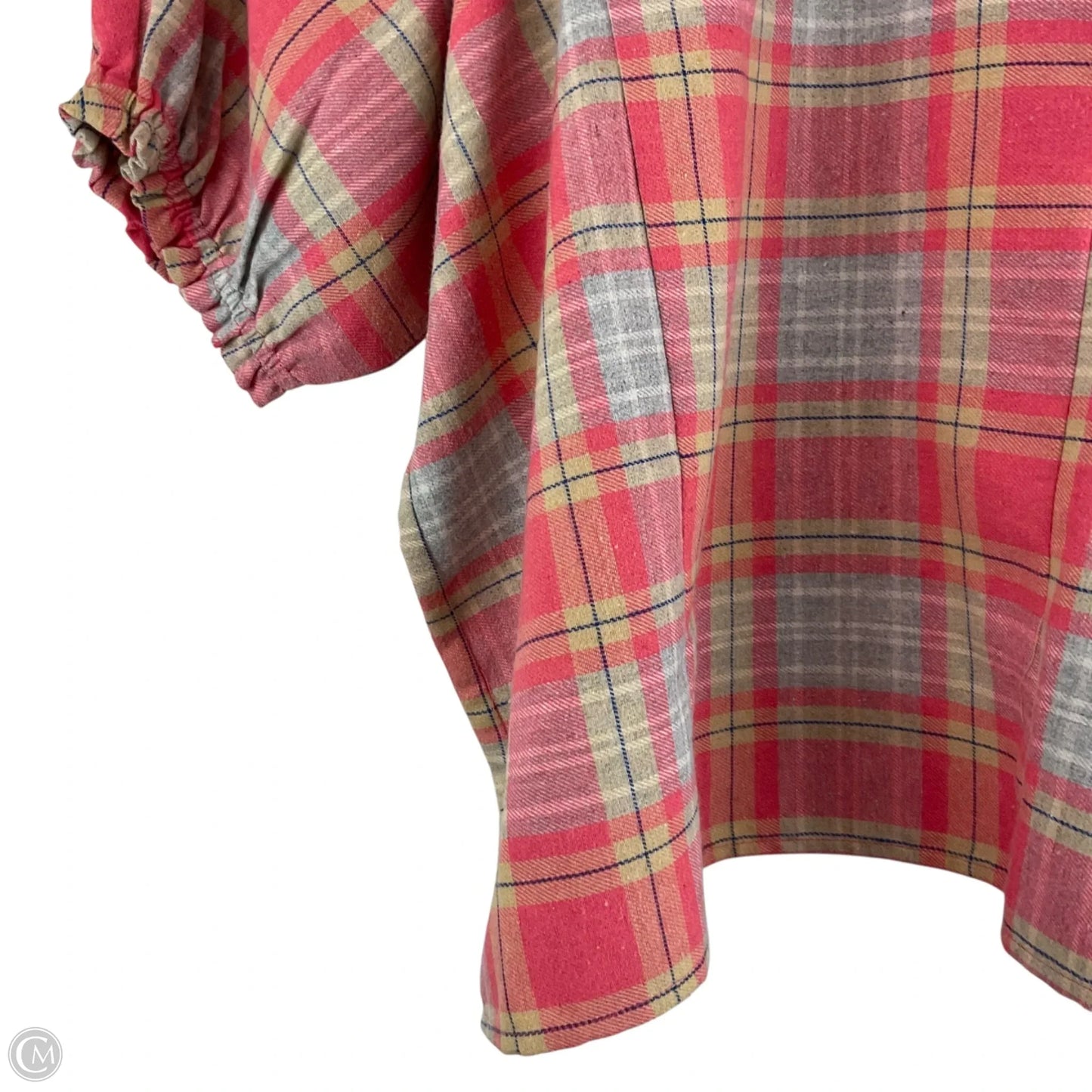 Top Short Sleeve By Thml In Plaid Pattern, Size: L